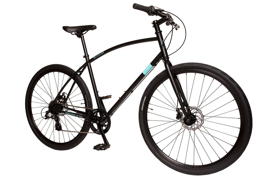Hybrid black the perfect commuter bike by p3 cycles, an all terrain urban bicycle with 8-speed