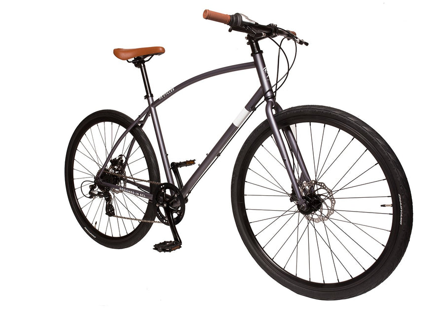 Hybrid gray the perfect commuter bike by p3 cycles, an all terrain urban bicycle with 8-speed